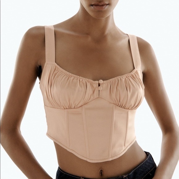 Zara Tops - Zara Corset Blush Neutral Satin Corset
SATIN EFFECT CORSET TOP REF. 7484/184